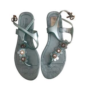 Coach Flower Sandals Monogram Logo Thong Slingback Jelly A4584 Size 10B